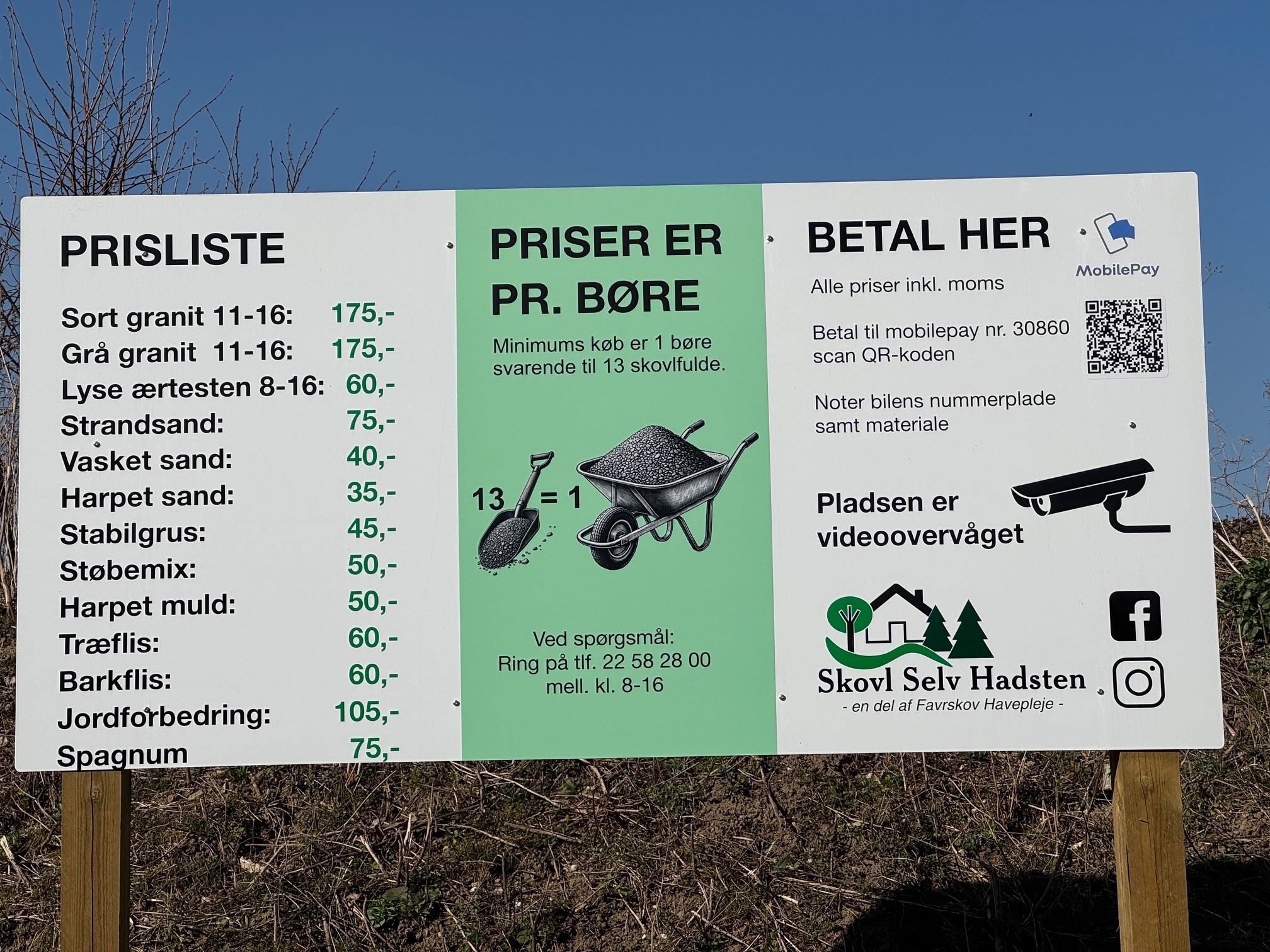 Prisskilt hos Skovl Selv Hadsten Prisskilt hos Skovl Selv Hadsten